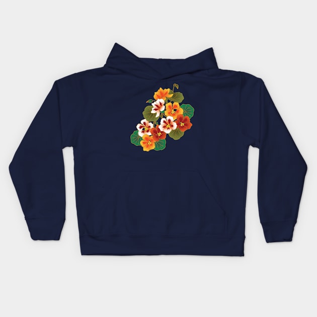 Nasturtium Garden-Navy Kids Hoodie by Pamelandia